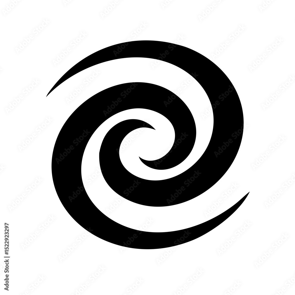 Wall mural black vector spiral galaxy icon with swirling arms representing vast star systems in deep space and 