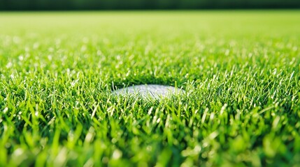 Penalty Spot on Football Field, ground-level view showcasing worn patch on vibrant grass, highlighting the intensity and wear of professional play in an open setting