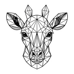 Geometric Giraffe Head Design Artistic Polygon Style Illustration on White Background