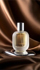 Naklejka premium Perfume Bottle on Satin Fabric, Luxury Fragrance, Elegant