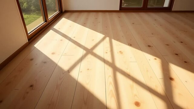 Sunlit Light Wood Floor Planks Interior Design Background Texture