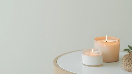A clean and minimalistic mental health-themed table setting featuring a candle.
