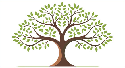 Stylized Tree Vector Illustration With Green Leaves Isolated