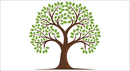 Obraz premium Stylized Tree Vector Illustration With Green Leaves On White