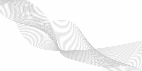 Create a vector illustration with smooth, curved, gray lines evenly spaced on a white background. 