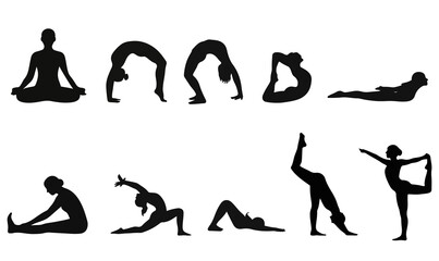 Yoga Position Silhouettes - Silhouettes in Various Poses