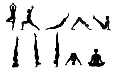 Silhouettes of Yoga Poses– Vector Figures