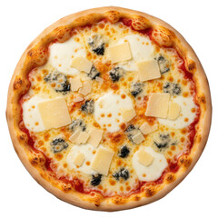 pizza quattro formaggi isolated on transparent background, italian delicious meal, food from italy