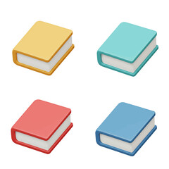 3d icon set of book solated on white