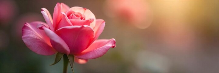 A serene close-up of a single, perfectly formed rose, petals unfurling in soft light, ideal for meditation and mindfulness practices Perfect for wellness, spa, beauty, and yoga themes , zen, color