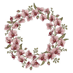 Orchid, round frame, invitation template, select one object