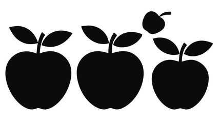 Apple vector silhouette set design