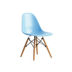 Modern-style blue chair made of plastic and wood for home or office use

