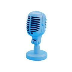 Fototapeta premium 3D rendering of a blue microphone icon with playful cartoon design