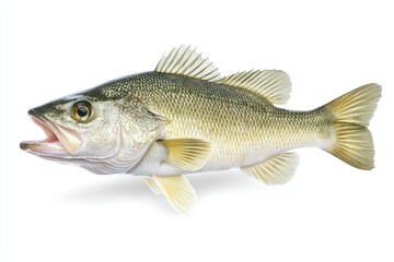 Fish, isolated, open-mouthed, detailed scales, neutral backdrop