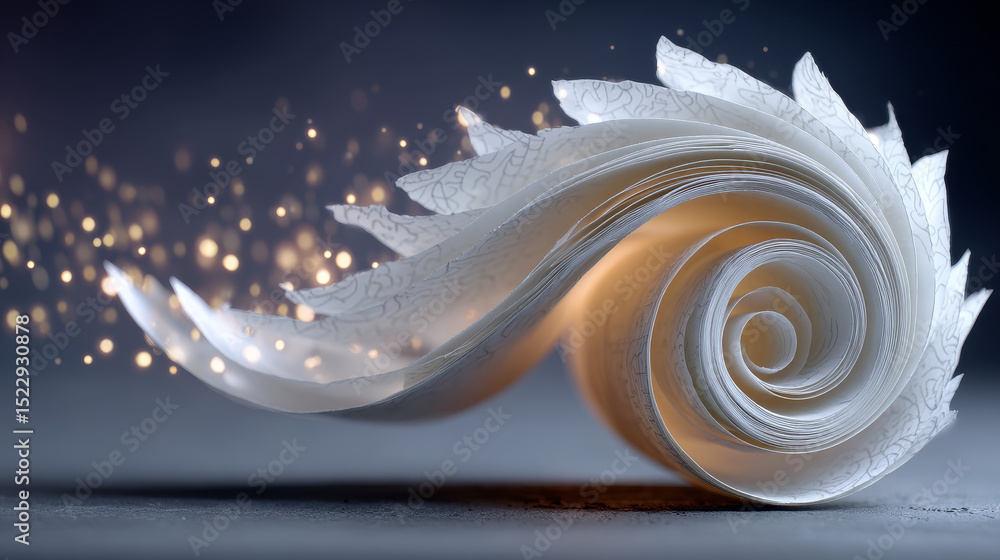 Poster white curled paper sheet flying with wind blow diagonally on transparent background. realistic 3d ve