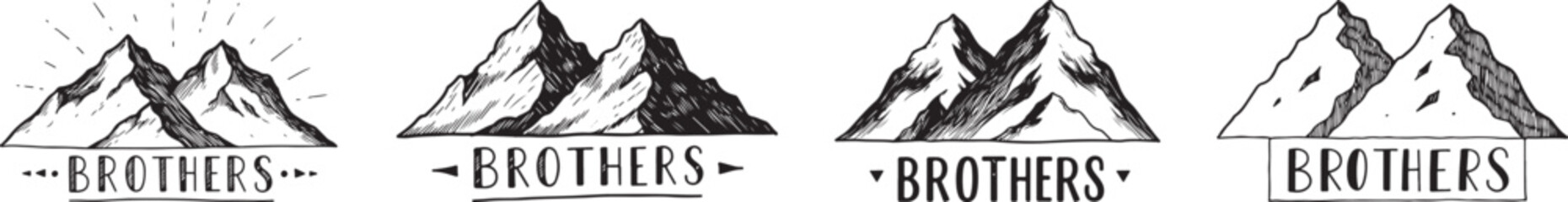 Obraz premium Brothers Silhouette Vector Clipart | Brotherhood Logo & Badge Design