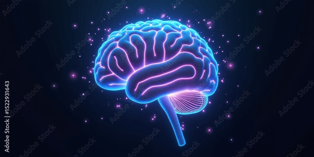 Poster an abstract tech-style background with neurons and brain ai