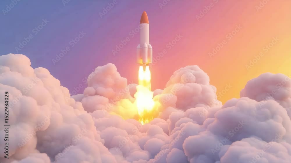 Poster dynamic rocket launches with diverse styles: realistic to abstract propulsion animations