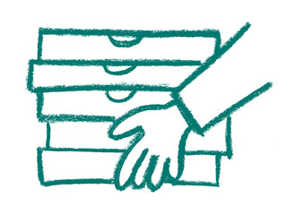 Delivering Multiple Pizza Boxes Icon Food Delivery Related Icon Crayon Chalk Drawing Vector