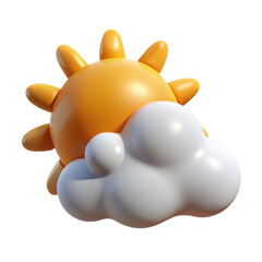 sun and cloud 3d rendering Cartoon Plastic Style
