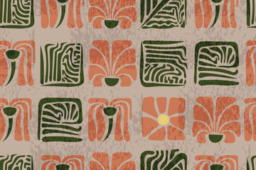 vintage abstract floral pattern or square floral pattern
