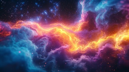 A celestial dance of fire and ice in the cosmos with ethereal star dust swirling through