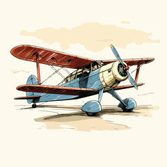 Detailed Vintage Airplane Cartoon Scribble Illustration for Creative Projects