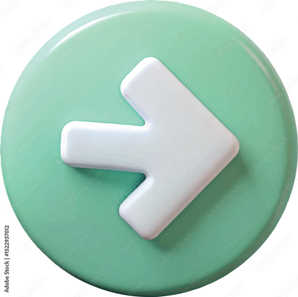 Poster 3d render white arrow button isolated on transparent background