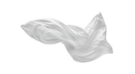 Flowing White Fabric in Motion - Elegant, flowing white fabric isolated on a white background. Perfect for design projects