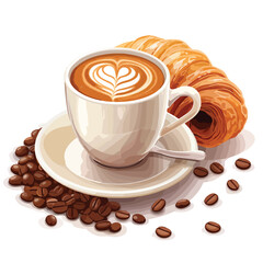 Elegant Coffee and Pastry Vector Illustration for Cafe Menu Designs