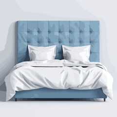 Luxurious Comfortable Bedding Set on Modern Blue Headboard for Bedroom Decor