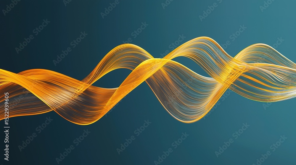Poster abstract golden wave lines flow gracefully over a teal background, creating a dynamic and modern vis