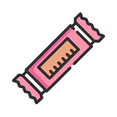 Colorful protein bar illustration with packaging design in pink