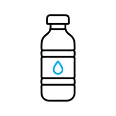 Obraz premium Minimalistic water bottle with blue drop icon on label 