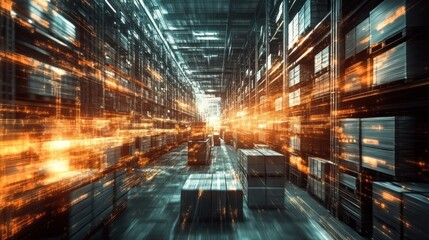 Futuristic warehouse interior