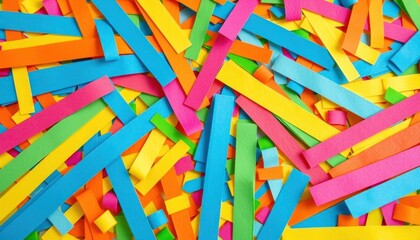 Vibrant assortment of colorful paper strips creating a joyous composition
