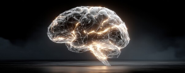 Digital representation of an illuminated brain in a neural network style