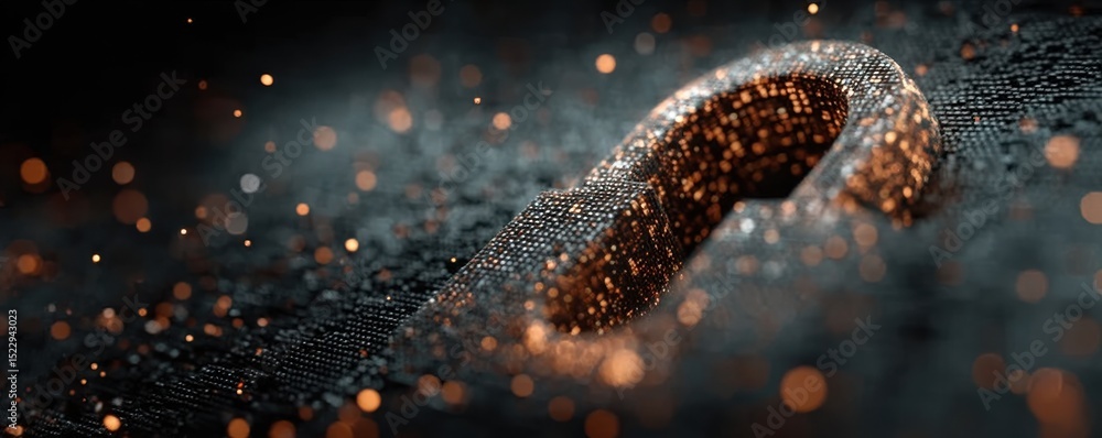 Poster abstract digital lock with glowing particles symbolizing cybersecurity and digital protection