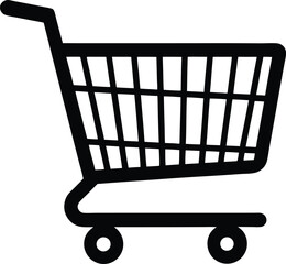 Classic Supermarket Cart on a White Background vector silhouette illustration