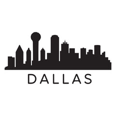 Fototapeta premium Vector Dallas skyline. Travel Dallas famous landmarks. Business and tourism concept for presentation, banner, web site. Vector black silhouette. with white background