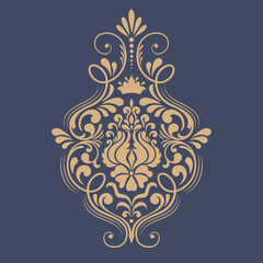 Vector damask stencil element. Floral baroque ornament pattern design. Vintage victorian arabesque motif.
