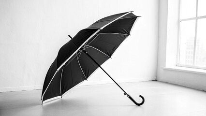 black umbrella isolated on white