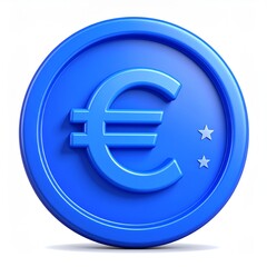 Fototapeta premium Euro Currency Symbol on Green Coin 3d icon in cartoon plastic style minimal isolated on white background, clipping path