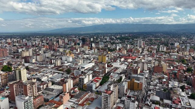Aerial view of the city of San Miguel de Tucuman, Argentina.