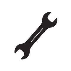 Black wrench isolated on white background. Simple wrench illustration perfect for repair shop logos and websites.