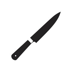 Fototapeta premium Sharp kitchen knife with black handle, perfect for cutting vegetables and meat. This simple kitchen utensil is essential for food preparation, offering precision and control.