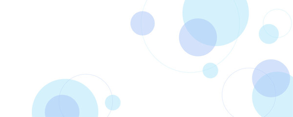Geometric blue color overlapping circles lines and dots abstract background. Technology, science and network concept banner design. Colorful pastel vector art.