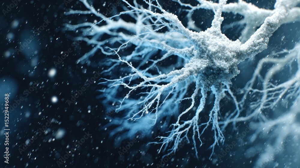 Poster neural network blue, delicate, branch-like structure