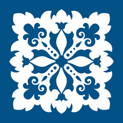 Elegant blue and white tile pattern home decorative - Vector, Illustration.
